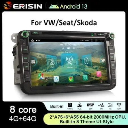 Rádio Erisin Android 13 MT8667 4GB 64GB VW 8" HD CPW DSP - Image 2