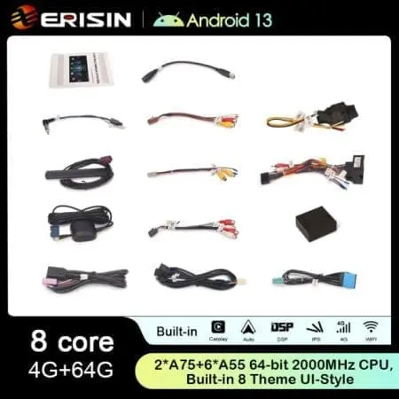 Rádio Erisin Android 13 MT8667 4GB 64GB VW 8" HD CPW DSP - Image 6