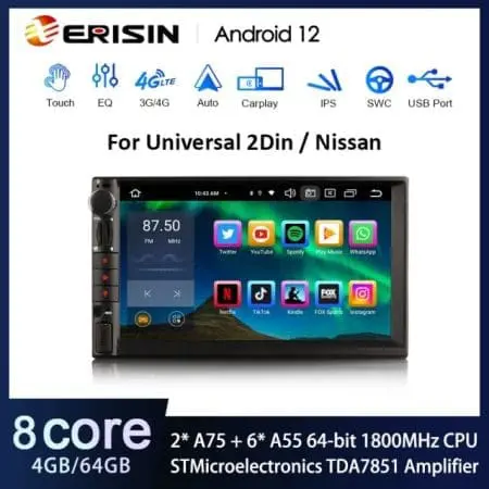 Rádio Erisin Android 12 MT8667 4GB 64GB 2DIN 7" Botões CPW DSP - Image 2