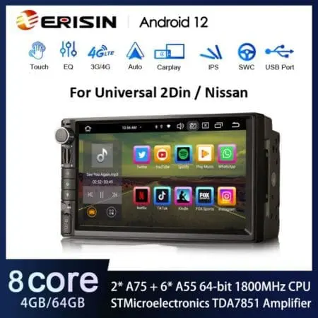 Rádio Erisin Android 12 MT8667 4GB 64GB 2DIN 7" Botões CPW DSP - Image 3