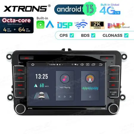 Rádio Xtrons Android 13 7" Octa-Core VW Skoda e Seat 4GB 64GB