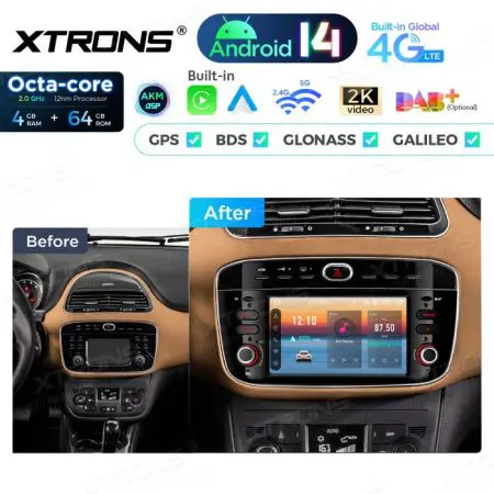 Rádio Xtrons Android 14 6.2" Octa-Core 4GB 64GB Fiat Punto Fiat Linea (2012-2016) - Image 2