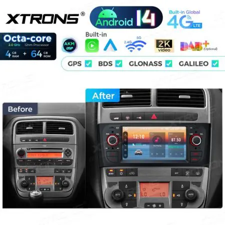 Rádio Xtrons Android 14 6.1" Octa-Core 4GB 64GB Fiat Grande Punto (2005-2009) Linea (2007-2011) - Image 13