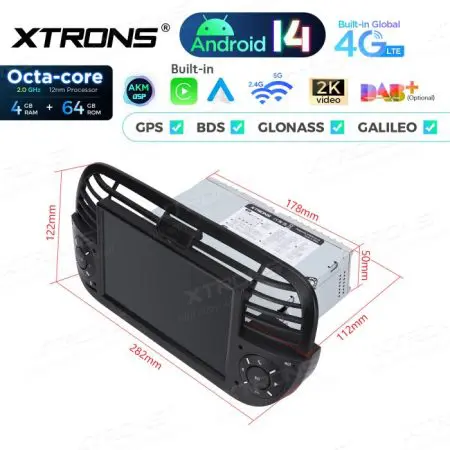 Rádio Xtrons Android 14 7" Octa-Core 4GB 64GB Fiat 500 (2007-2015) (preto) - Image 11