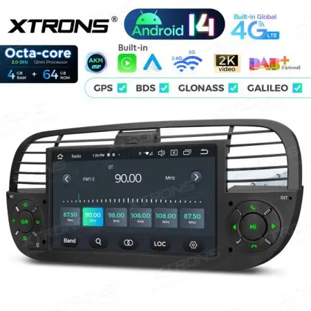 Rádio Xtrons Android 14 7" Octa-Core 4GB 64GB Fiat 500 (2007-2015) (preto) - Image 7