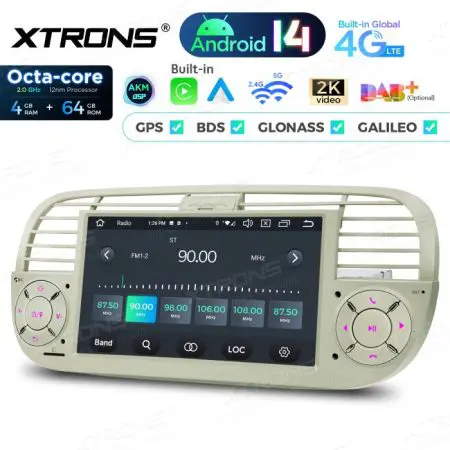 Rádio Xtrons Android 14 7" Octa-Core Fiat 500 (2007-2015) 4GB 64GB (creme) - Image 7