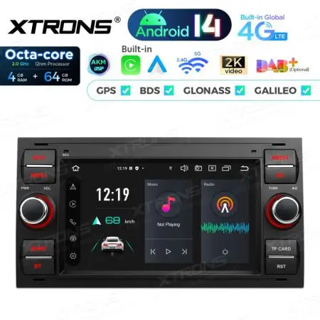 Rádio Xtrons Android 14 7" Octa-Core Ford Focus Transit Fiesta (2005-2008) 4GB 64GB