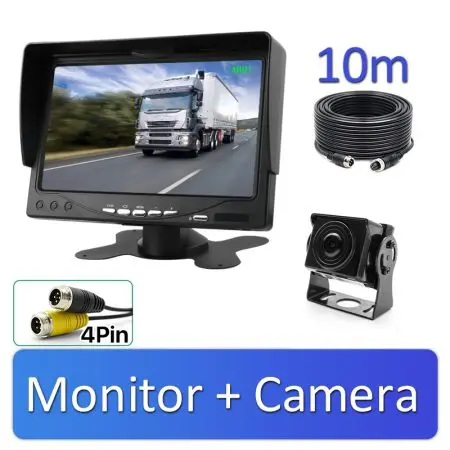 Monitor Auto IPS 7" HD c/ Camera AHD VAN Cabo 10m