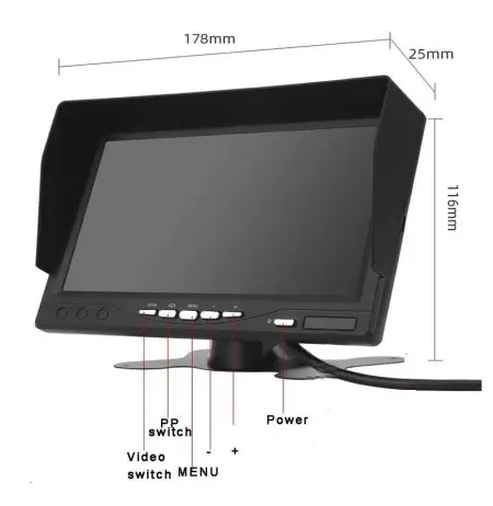 Monitor Auto IPS 7" HD c/ Camera AHD VAN Cabo 10m - Image 11