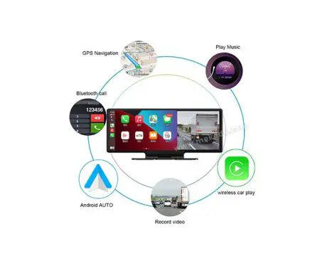 Monitor Android Auto e Apple CarPlay 9,33" c/ câmera traseira e DVR frontal - Image 6