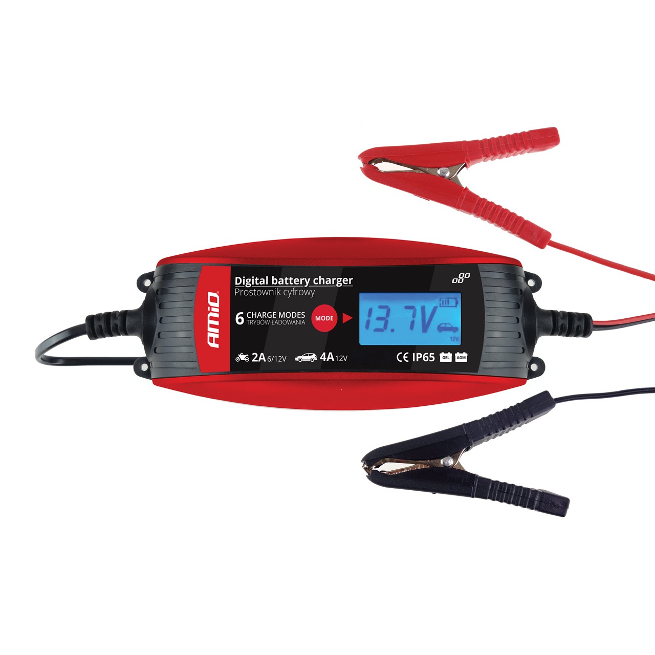 Carregador de Bateria Digital Amio Smart 6V/12V 2A/4A