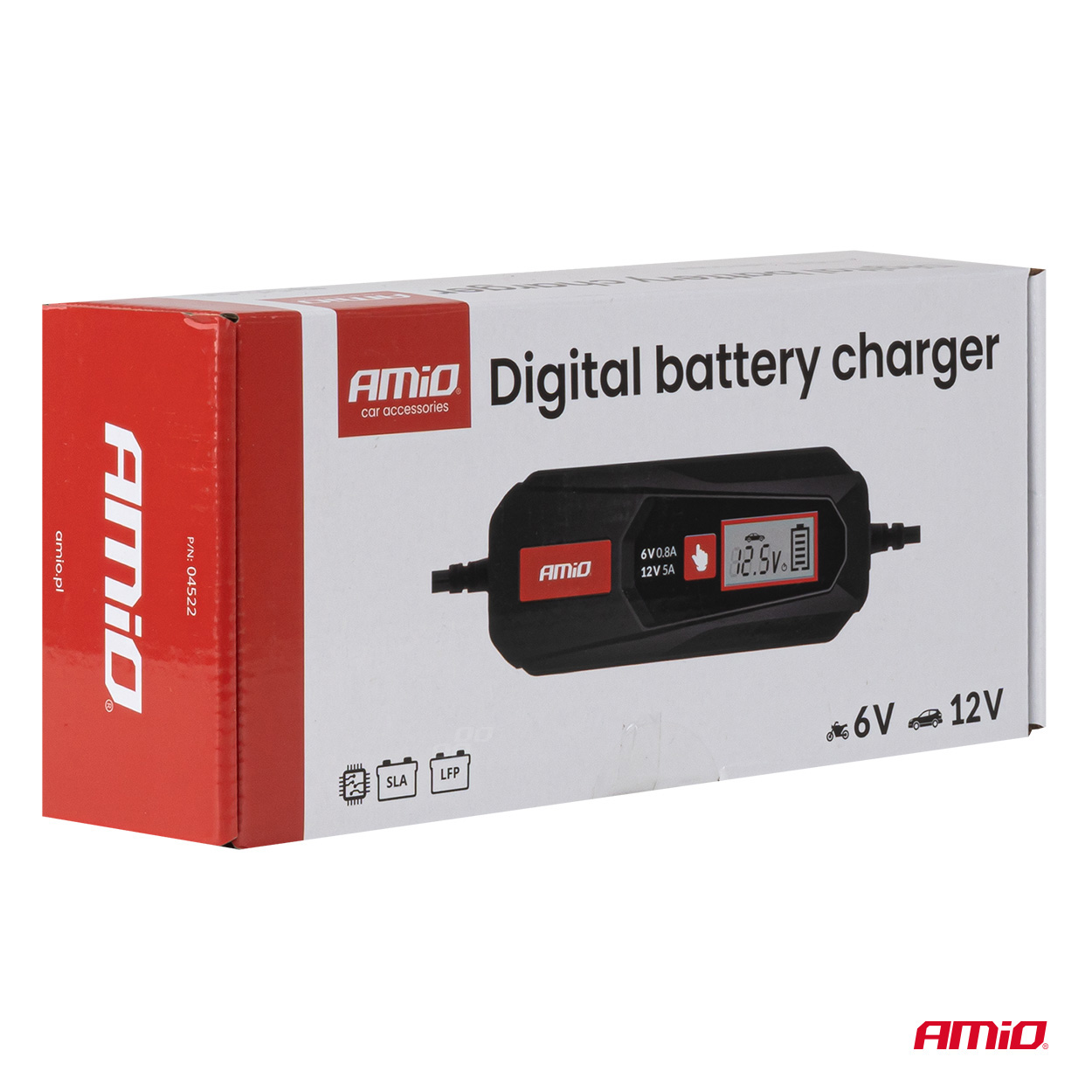 Carregador de Bateria Digital Chumbo-Ácido LFP Max 5A 6/12V Amio