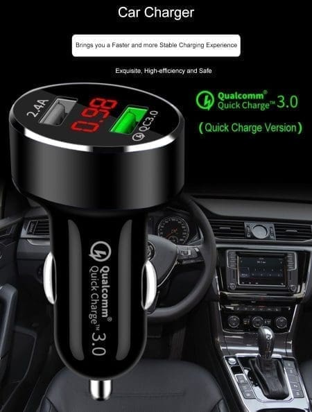 Carregador Isqueiro Quick Charge 1x USB 2.4A + 1x USB QC 3.0