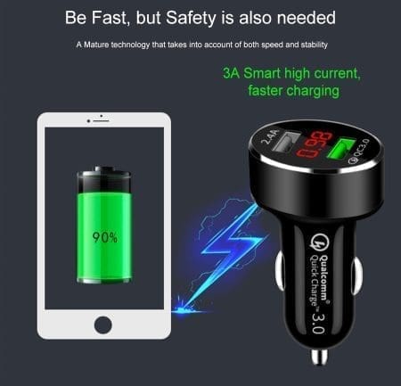 Carregador Isqueiro Quick Charge 1x USB 2.4A + 1x USB QC 3.0 - Image 4