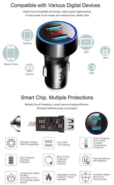 Carregador Isqueiro Martelo 2x USB 3.4A Iluminado - Image 7