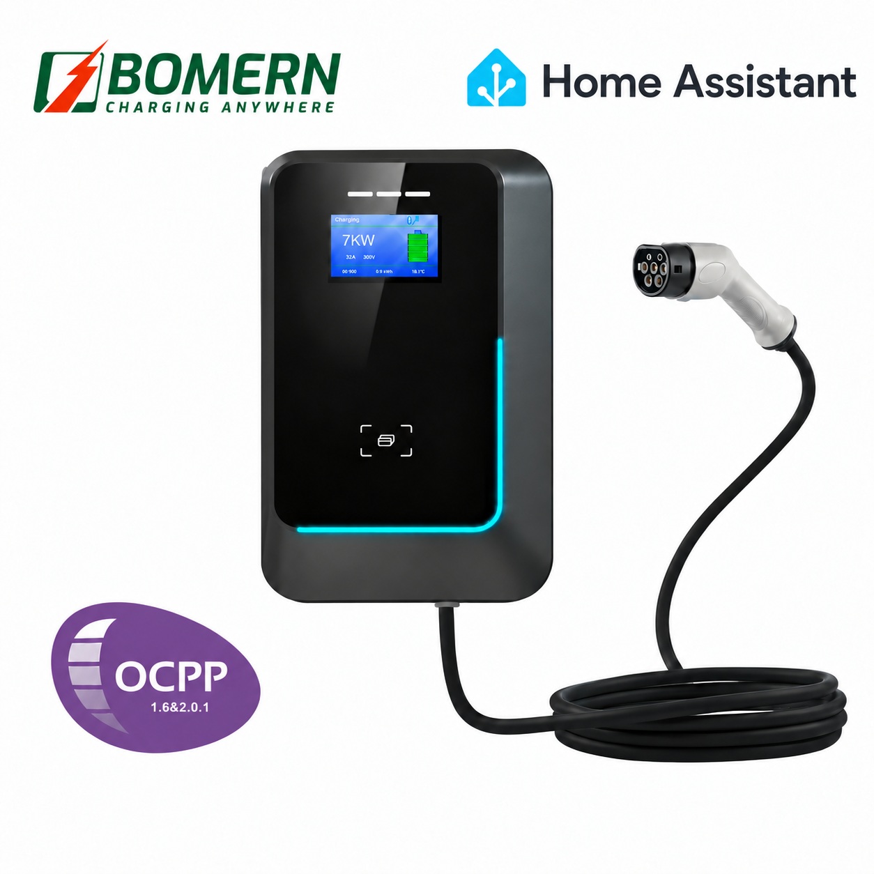 WallBox EV Bomern BMMUT2 7KW APP BT WIFI RCD Type B (Load)