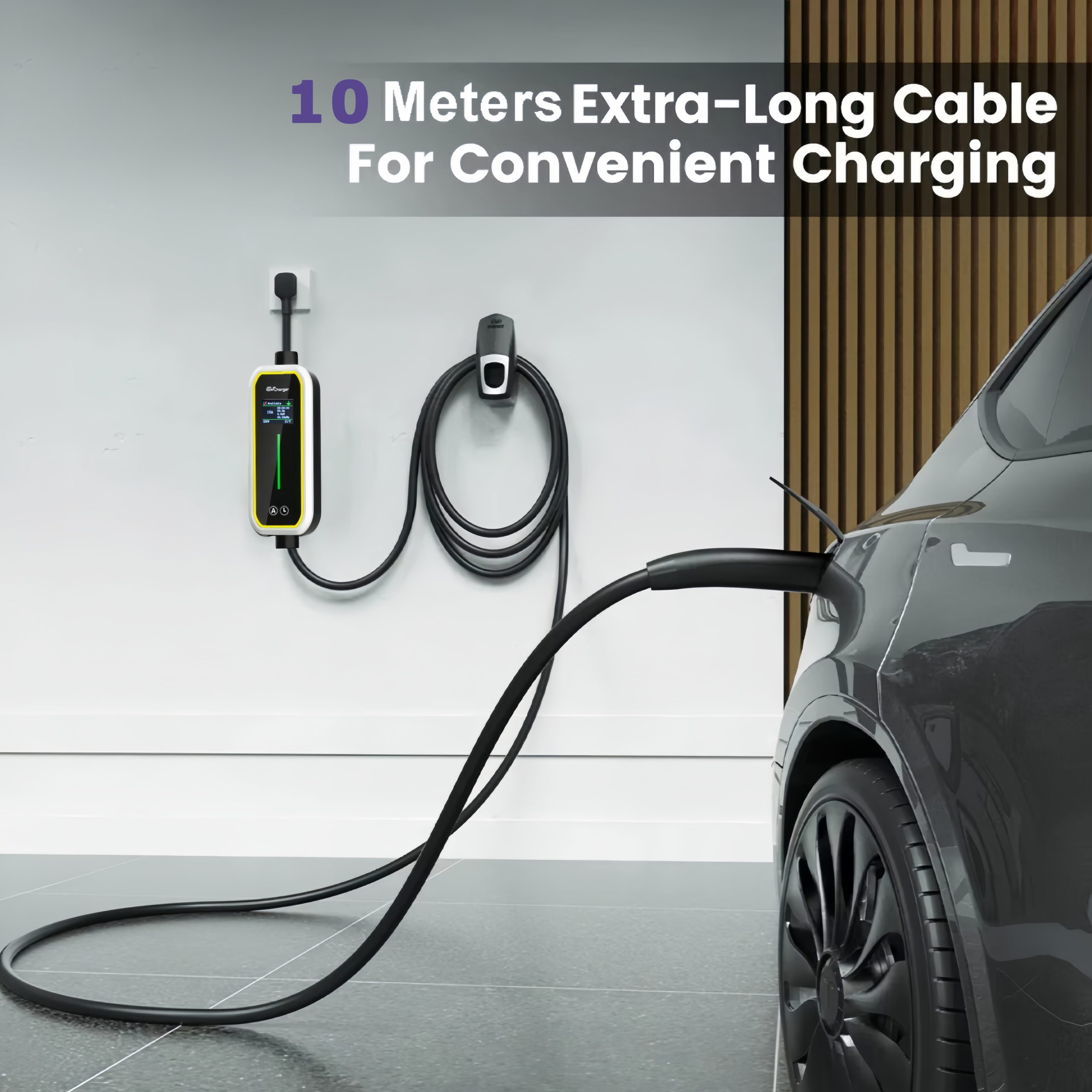 Carregador Portatil EV Bomern 16A 3.5KW Ecrã 1.8" 10m Cabo - Image 3