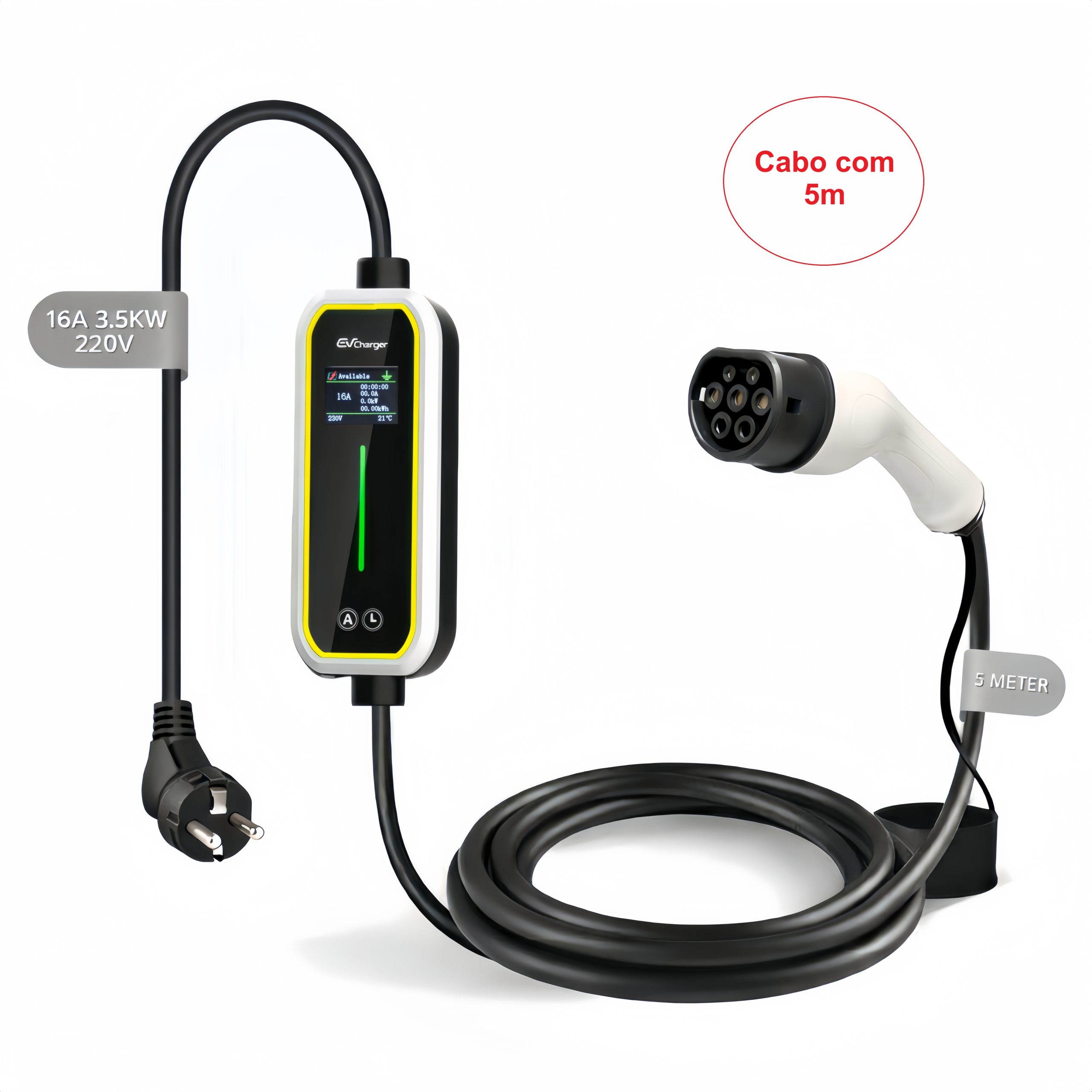 Carregador Portatil EV Bomern 16A 3.5KW Ecrã 1.8"