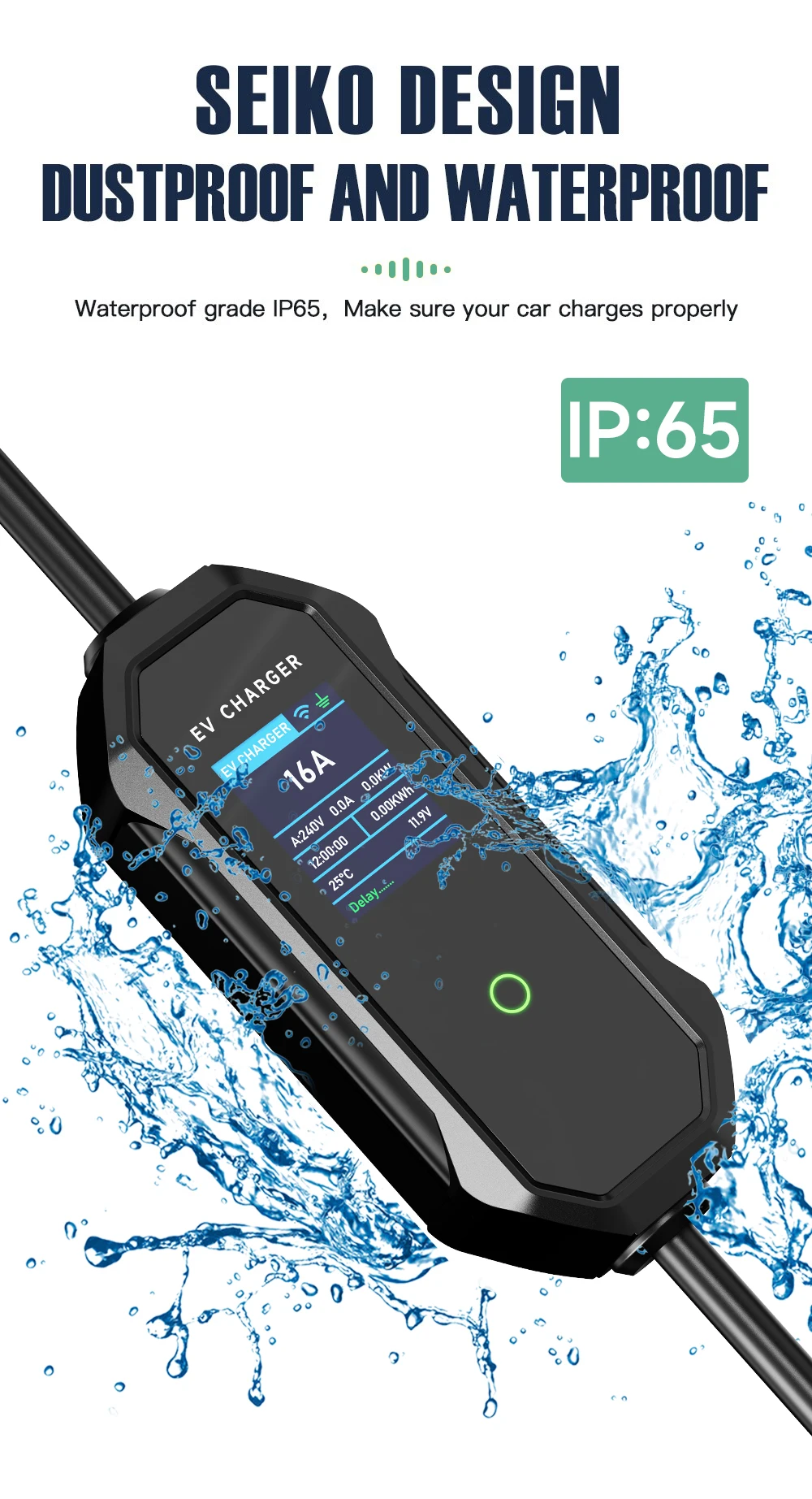 Carregador Portatil EV Bomern 16A 3.5KW Ecrã 2.8" APP BT WIFI 10m Cabo - Image 11