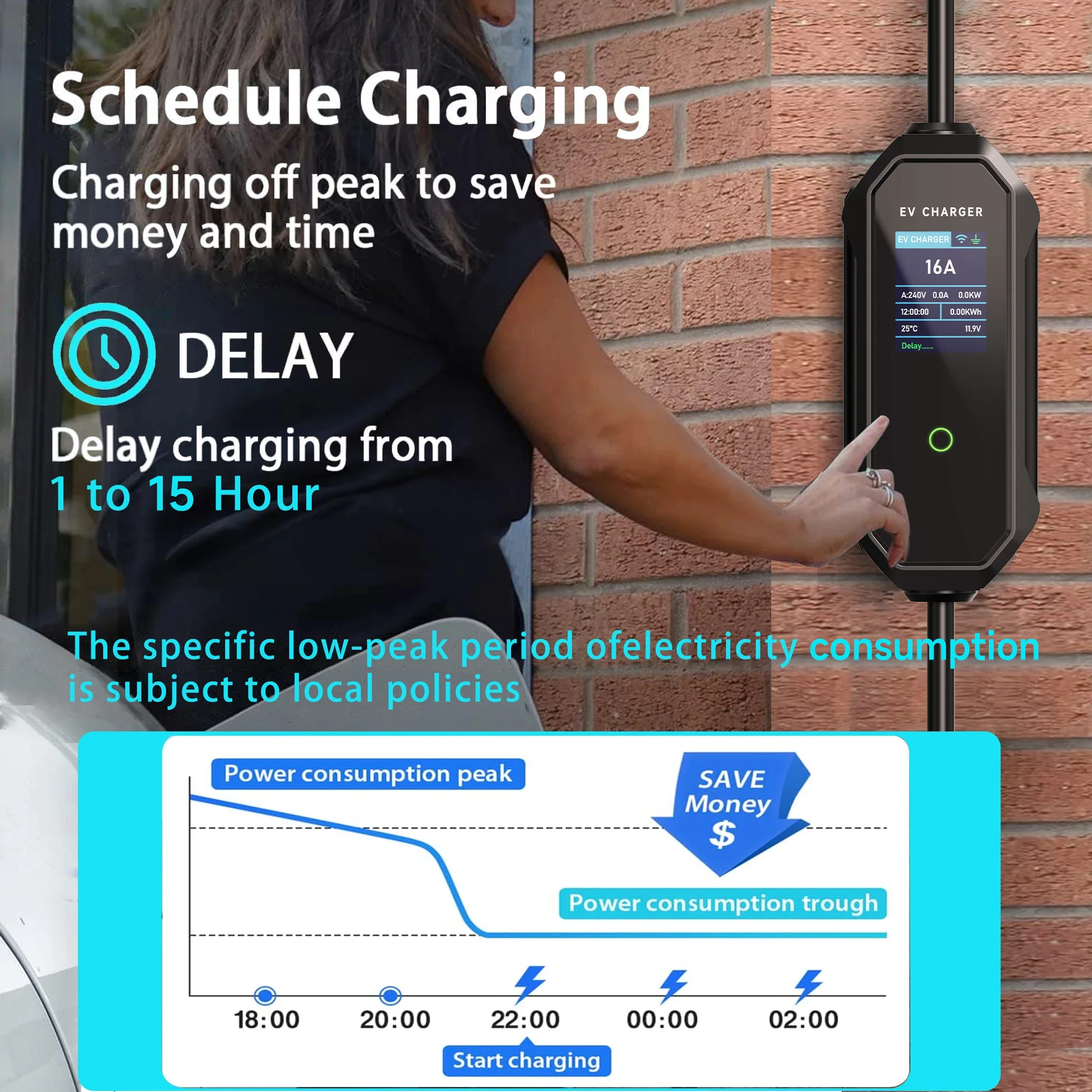 Carregador Portatil EV Bomern 16A 3.5KW Ecrã 2.8" APP BT WIFI 10m Cabo - Image 16