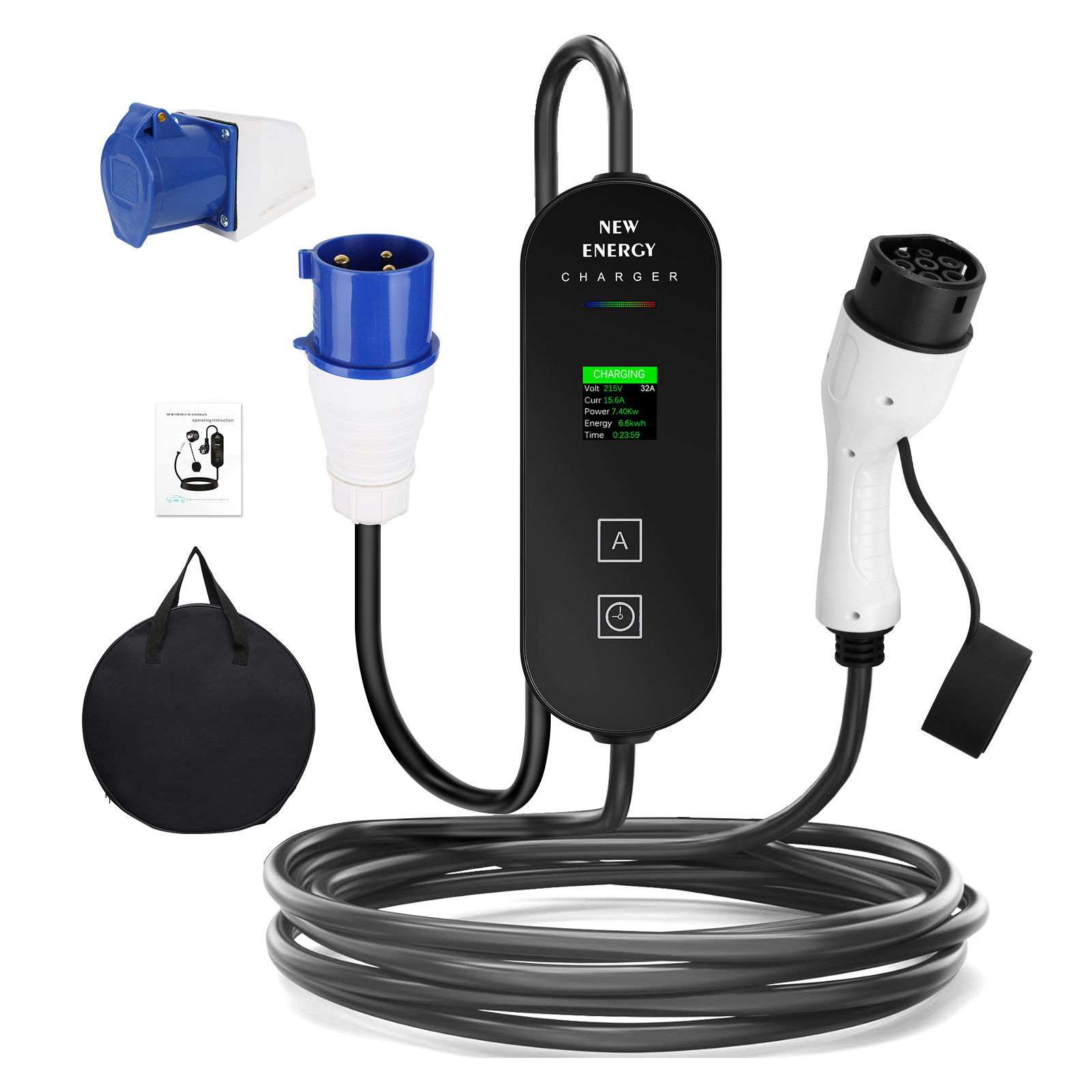 Carregador Portatil EV Bomern 32A 7KW Ecrã 1.3" - Image 2