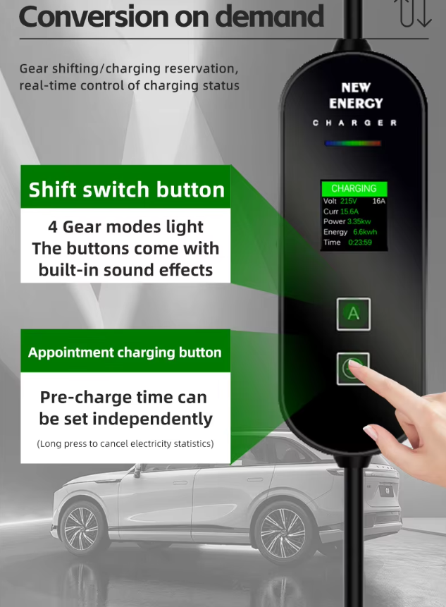Carregador Portatil EV Bomern 32A 7KW Ecrã 1.3" - Image 6