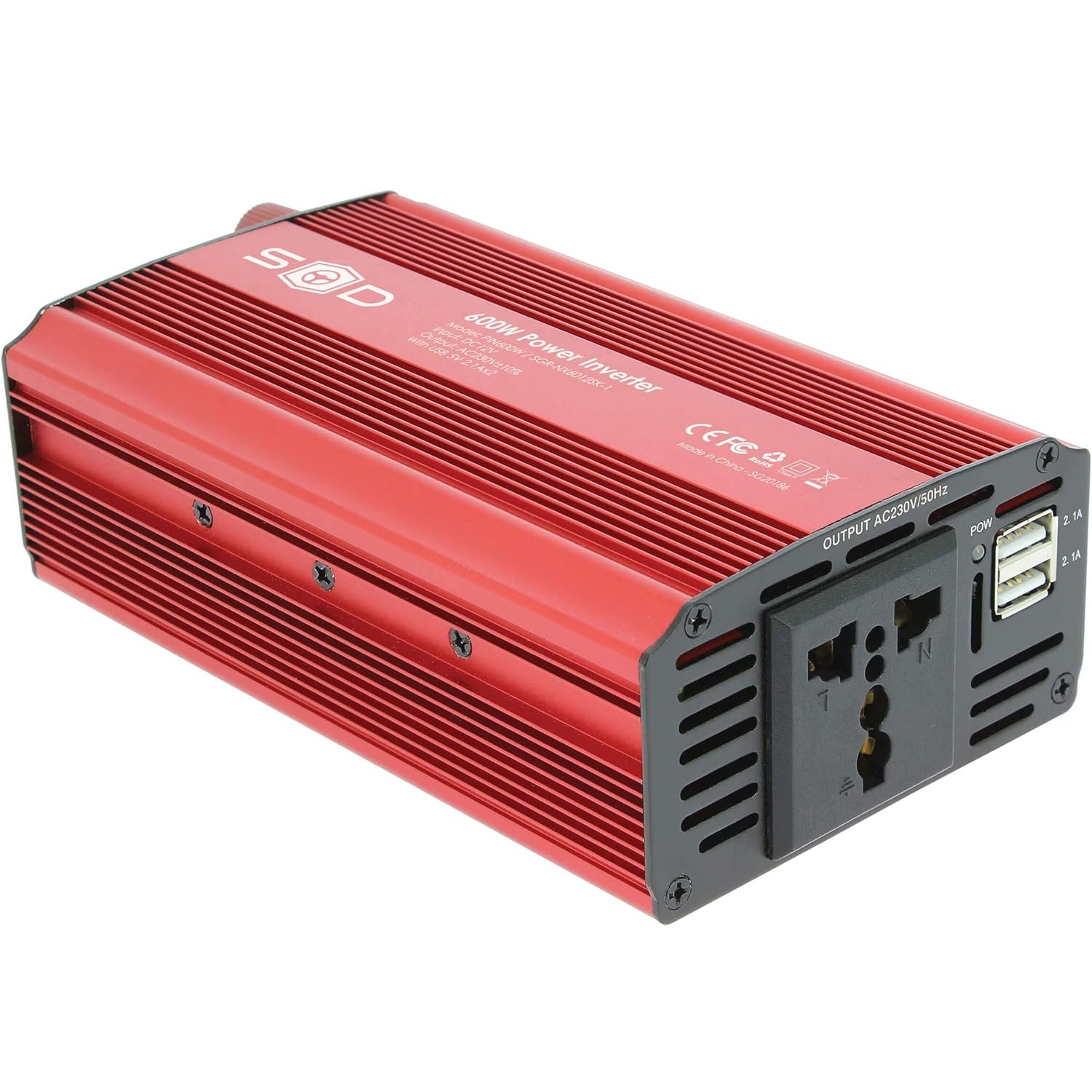 Conversor Corrente 12v-230v Swiss Drive 600W com Garras e USB