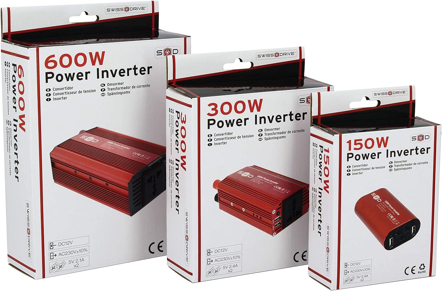 Conversor Corrente 12v-230v Swiss Drive 600W com Garras e USB - Image 8