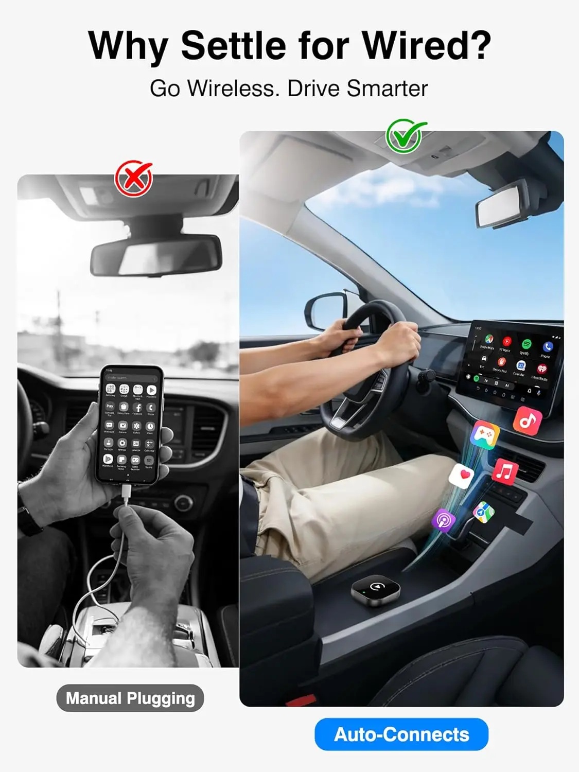 Módulo Conversão Car Play Android Auto Wireless SLIM - Image 3