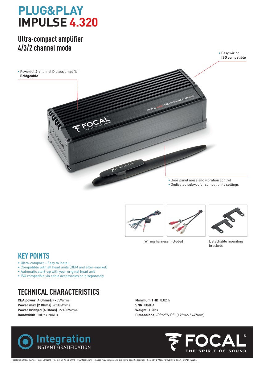 Amplificador Compacto Focal 4 Canais Impulse 4.320 - Image 3