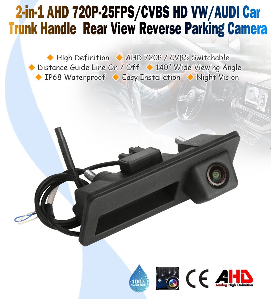 Câmera Traseira HD Pega Mala Audi A3 8V / A4 B8 / A6 C7 / VW Passat B6 B7