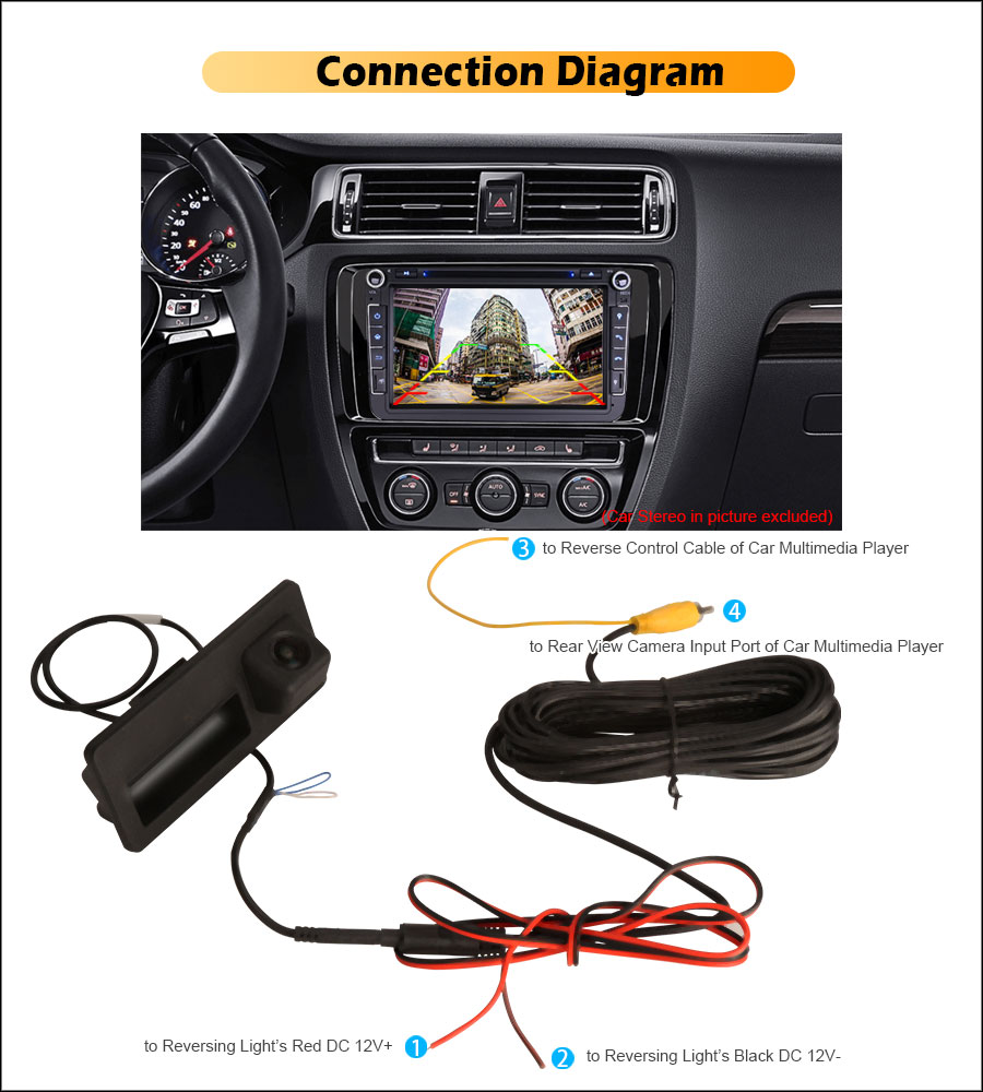 Câmera Traseira HD Pega Mala Audi A3 8V / A4 B8 / A6 C7 / VW Passat B6 B7 - Image 11