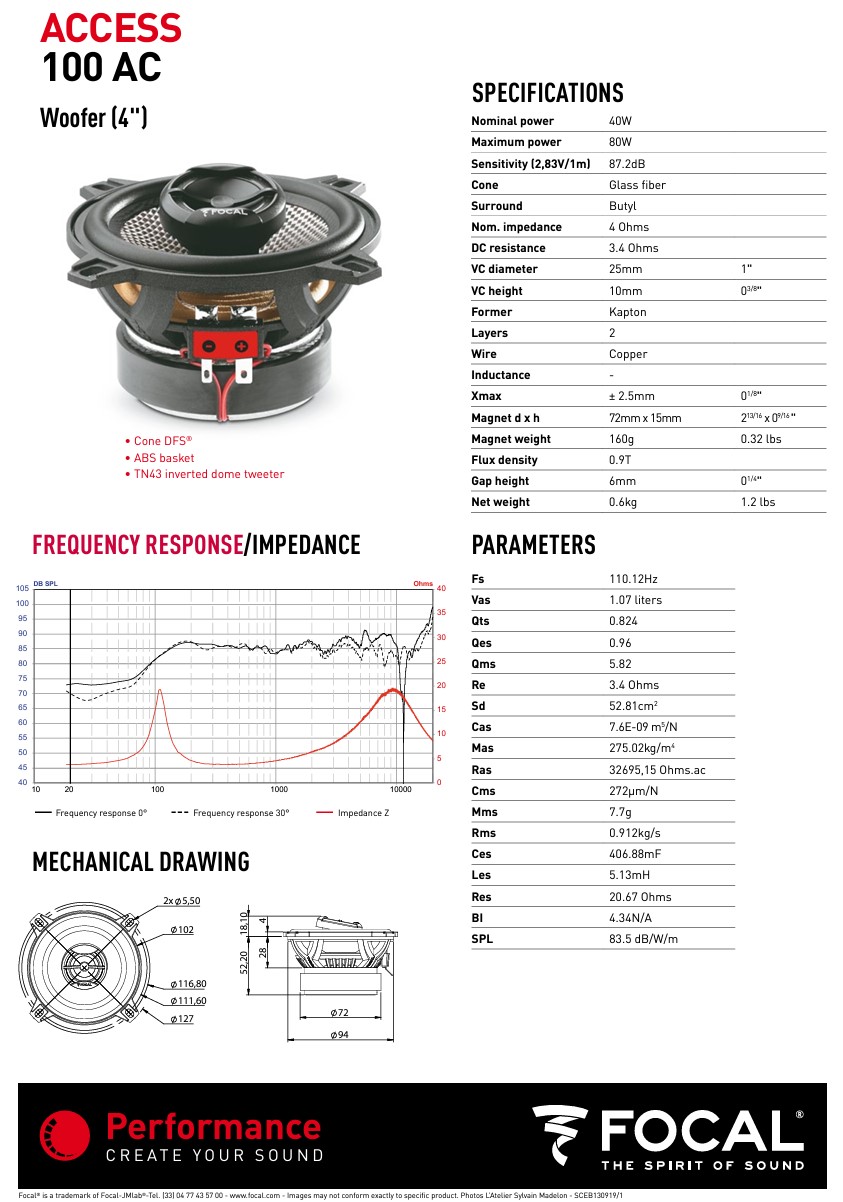 Colunas 10cm Coaxiais Focal Access 100AC - Image 6