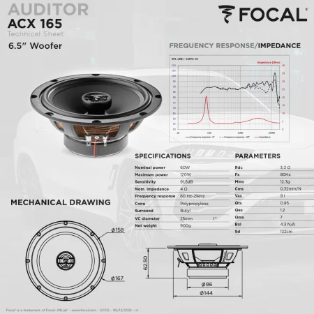 Colunas 16cm 2 Vias Coaxiais Focal Auditor ACX 165 - Image 5