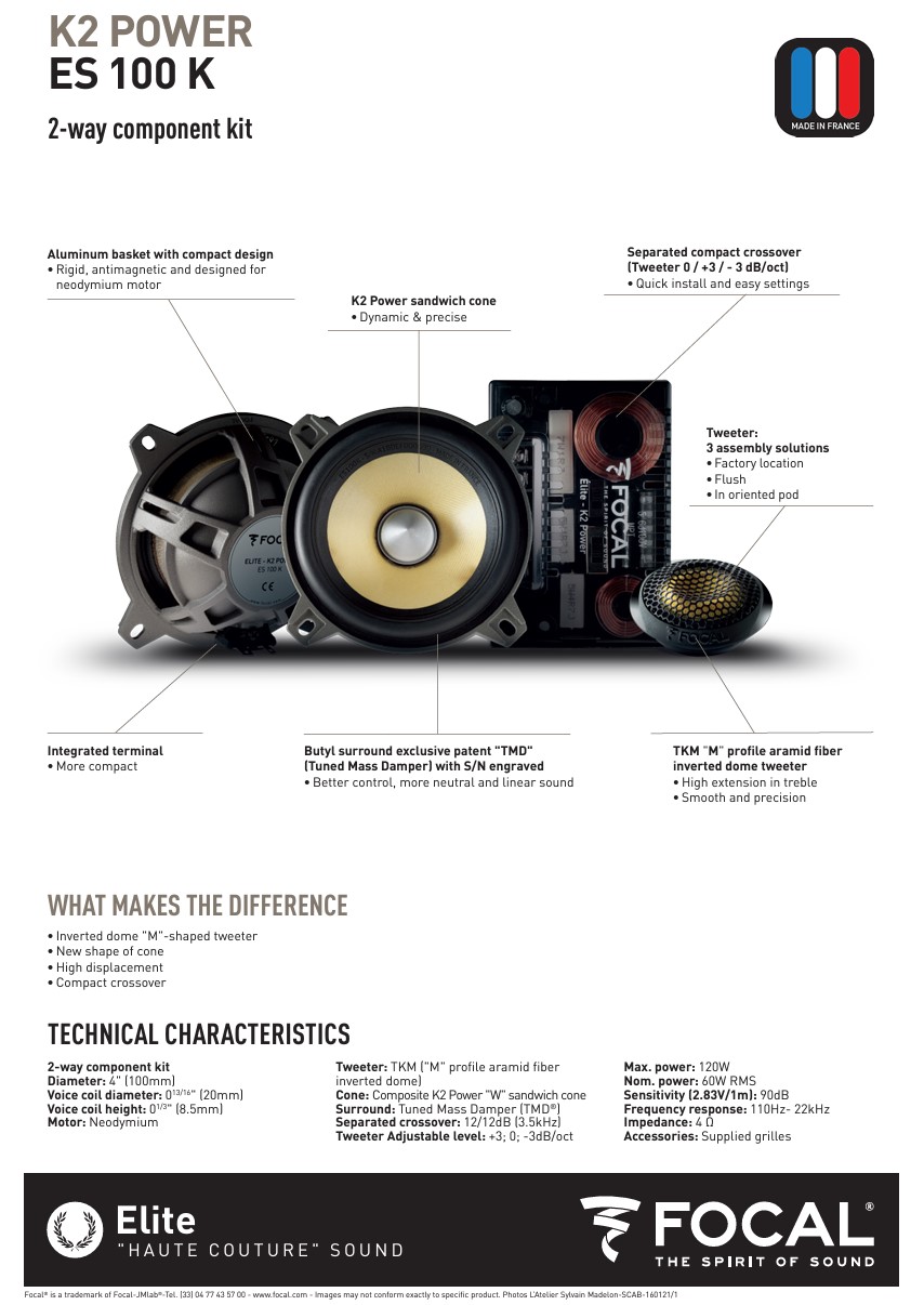 Colunas 10cm 2 Vias Separadas Focal K2 Power ES100K - Image 7