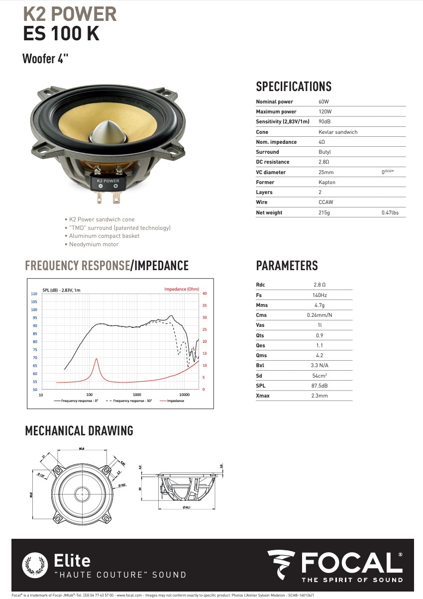 Colunas 10cm 2 Vias Separadas Focal K2 Power ES100K - Image 8