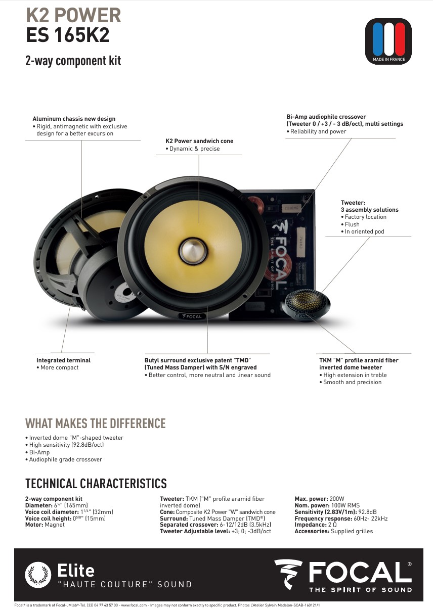 Colunas 16,5cm 2 Vias Separadas Focal K2 Power ES165K2 - Image 6