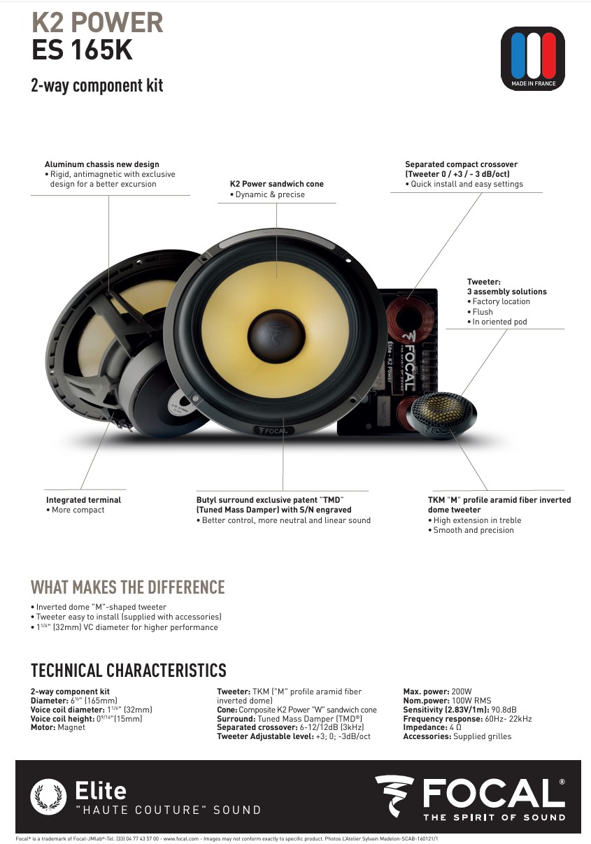 Colunas 16,5cm 2 Vias Separadas Focal K2 Power ES165K - Image 6