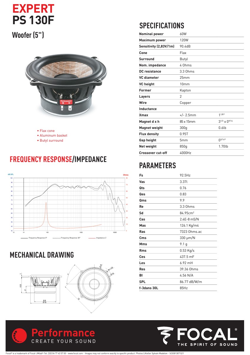 Colunas 13cm 2 Vias Separadas Focal Expert PS 130F - Image 7