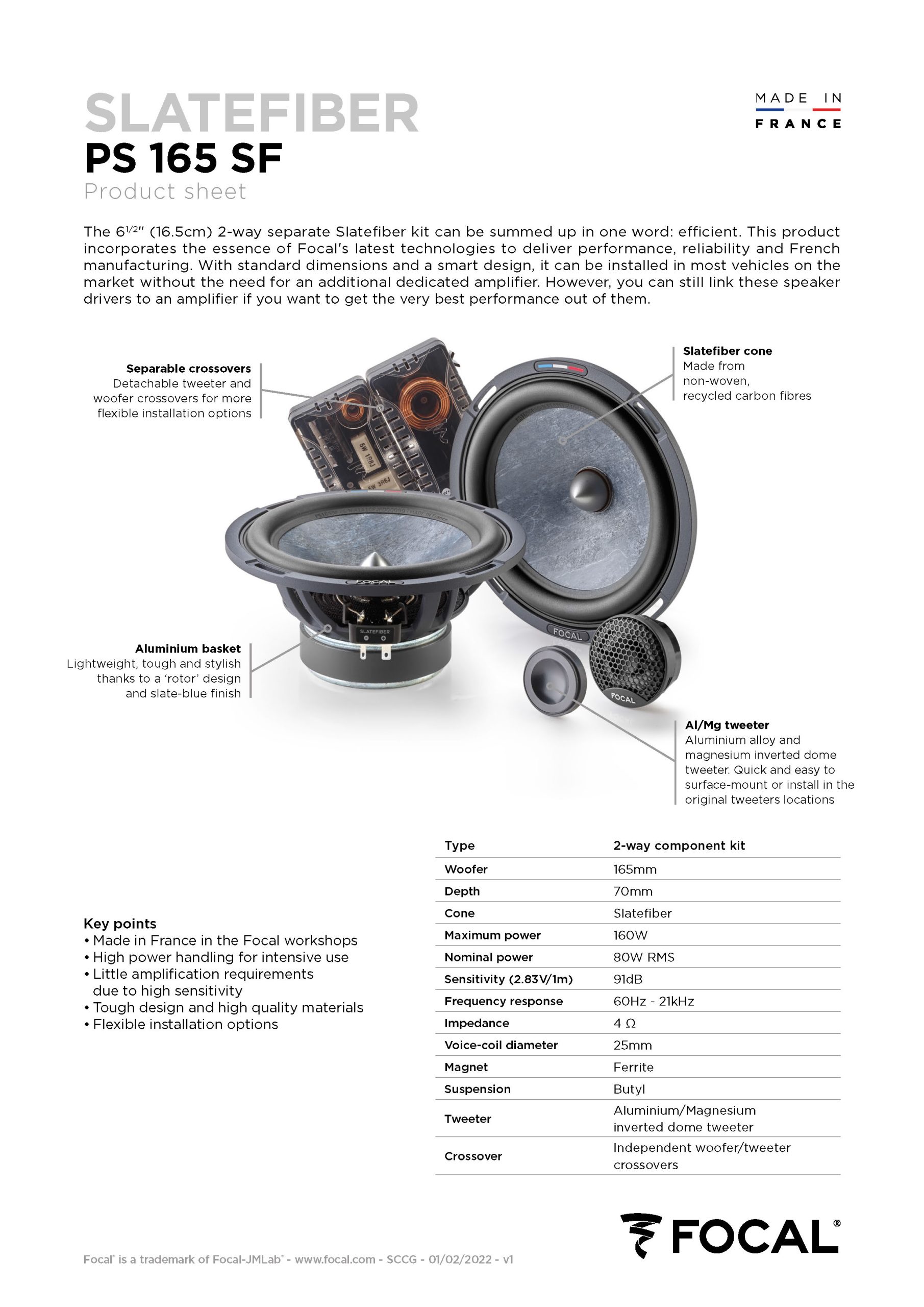 Colunas 16cm 2 Vias Separadas Focal Slatefiber PS 165SF - Image 8