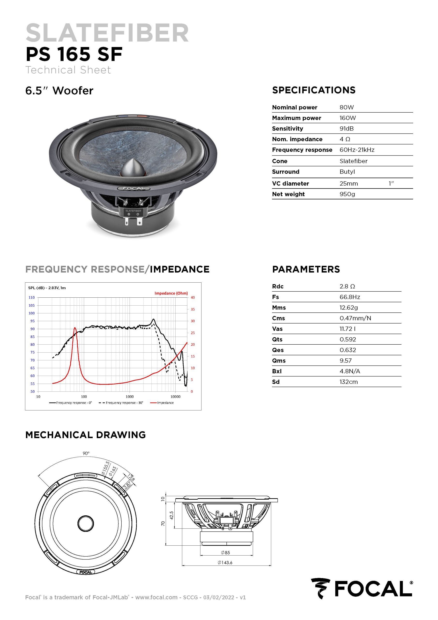 Colunas 16cm 2 Vias Separadas Focal Slatefiber PS 165SF - Image 9