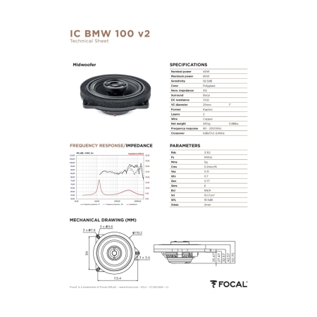 Colunas 10cm Coaxiais Focal Inside BMW IC BMW 100 V2 - Image 3