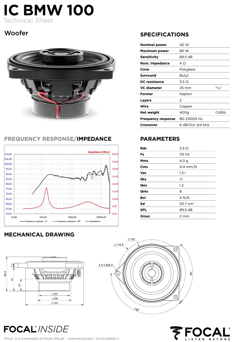 Colunas 10cm Coaxiais Focal Inside BMW IC BMW 100 - Image 6
