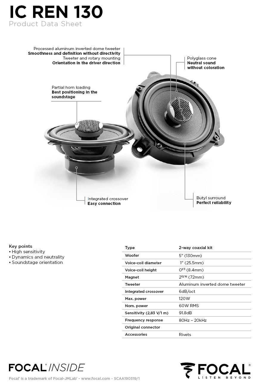 Colunas 13cm Coaxiais Focal Integration Renault Nissan Dacia Opel - Image 3
