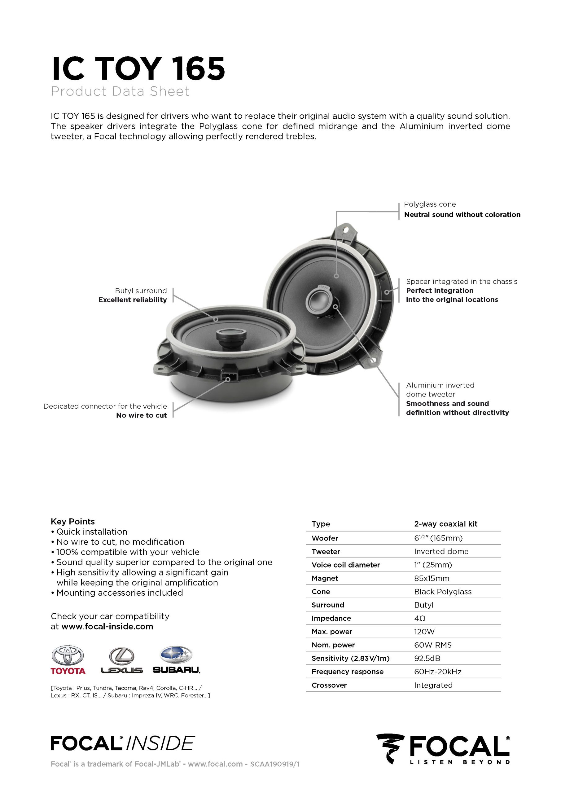 Colunas 16.5cm Coaxiais Focal Integration Toyota - Image 5