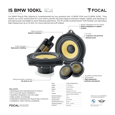 Colunas 10cm 2 Vias Separadas Focal Inside BMW IS BMW 100KL - Image 3
