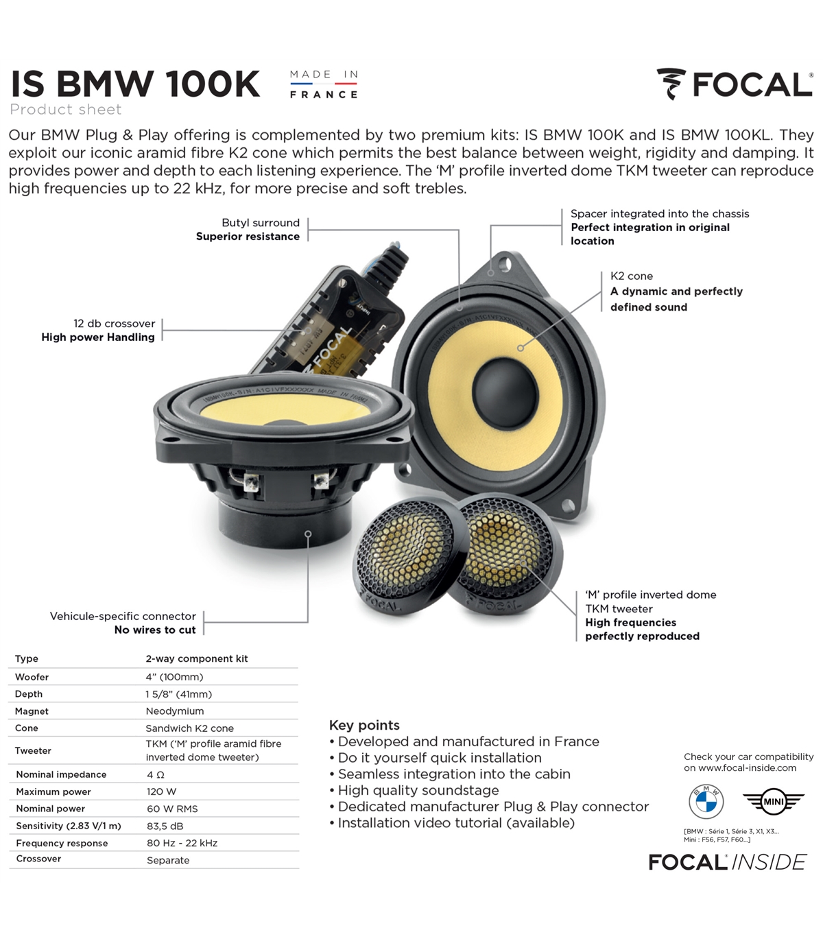 Colunas 10cm 2 Vias Separadas Focal Inside BMW IS BMW 100K - Image 3