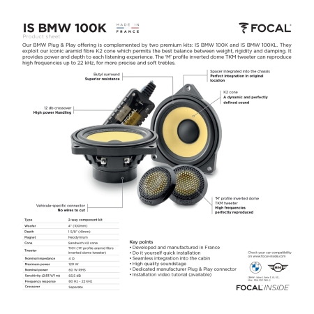 Colunas 10cm 2 Vias Separadas Focal Inside BMW IS BMW 100K - Image 3