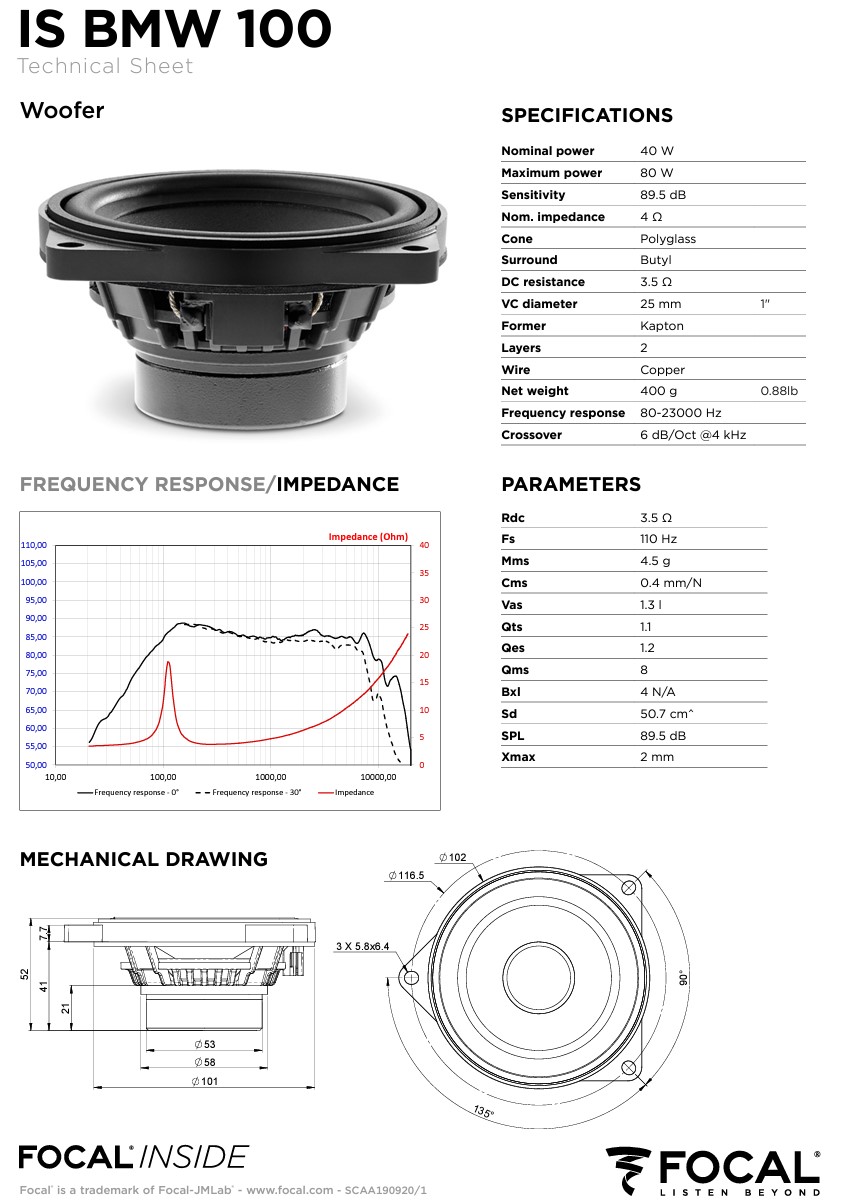 Colunas 10cm 2 Vias Separadas Focal Inside BMW IS BMW 100 - Image 4