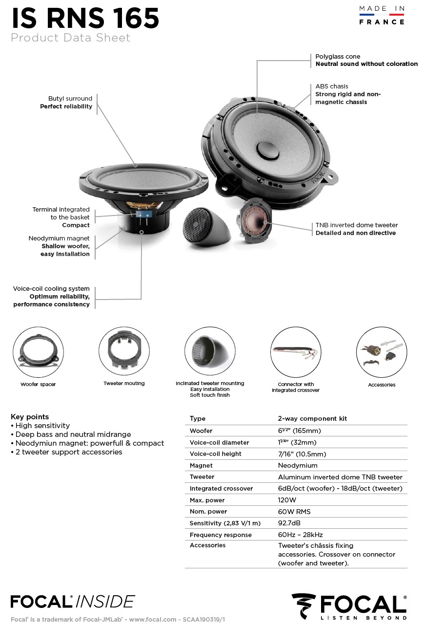 Colunas 16.5cm Vias Separadas Focal Integration Renault Nissan Smart - Image 5